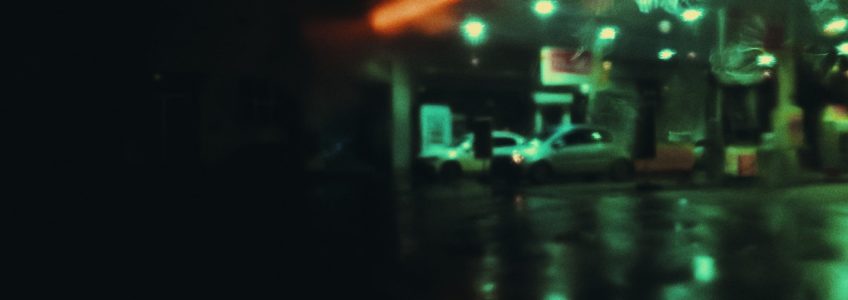 petrol station at night